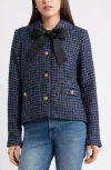Caslonr Caslon(r) Tweed Bow Jacket In Blue