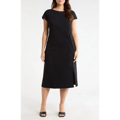 Caslonr Caslon(r) Twist Cotton Blend Knit Midi Dress In Black