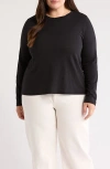 Caslonr Caslon(r) Twist Crewneck Long Sleeve T-shirt In Black
