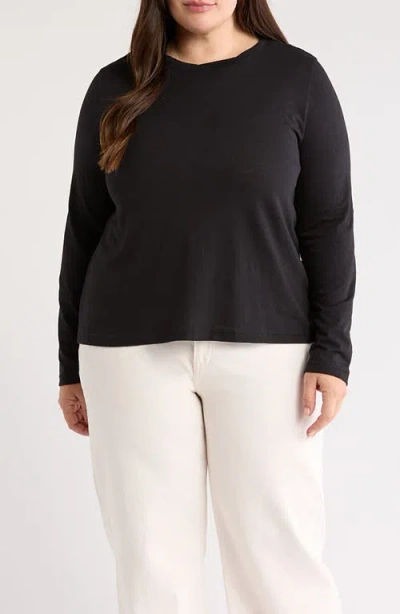 Caslonr Caslon(r) Twist Crewneck Long Sleeve T-shirt In Black