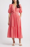 Caslonr Caslon(r) Twist Detail Allover Print Midi Dress In Red- White Ava Geo