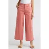 Caslonr Caslon(r) Ultra High Rise Wide Leg Twill Pants In Coral Rose Tea