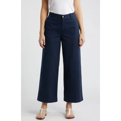 Caslonr Caslon(r) Ultra High Rise Wide Leg Twill Pants In Navy Blazer