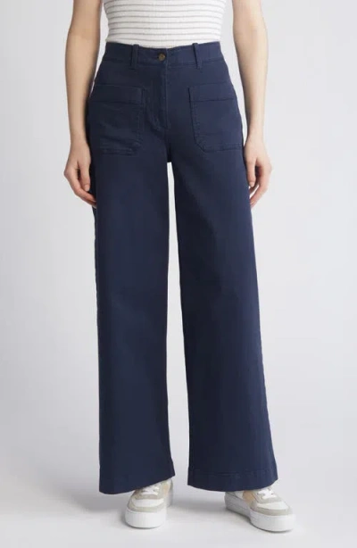 Caslonr Caslon(r) Ultra High Waist Patch Pocket Wide Leg Pants In Navy Blazer