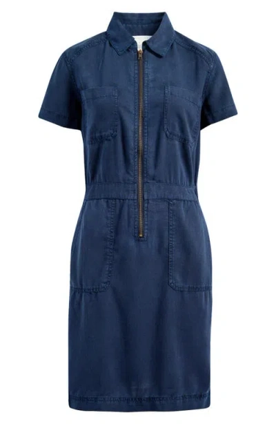 Caslonr Caslon(r) Utility Short Sleeve Zip Front Shirtdress In Navy Blazer