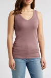 Caslonr Caslon(r) V-neck Cotton Blend Tank Top In Purple Taupe