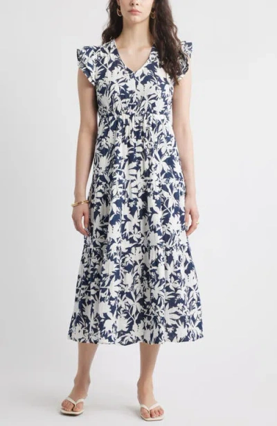 Caslonr Caslon(r) V-neck Ruffle Maxi Dress