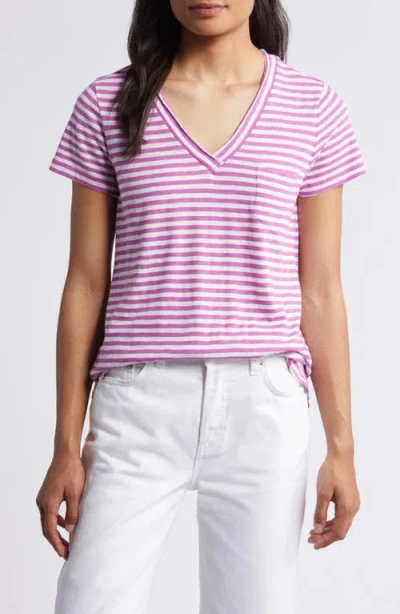Caslonr Caslon(r) V-neck Short Sleeve Pocket T-shirt In Purple