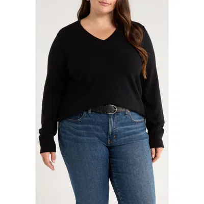 Caslonr Caslon(r) V-neck Wool & Cashmere Sweater In Black