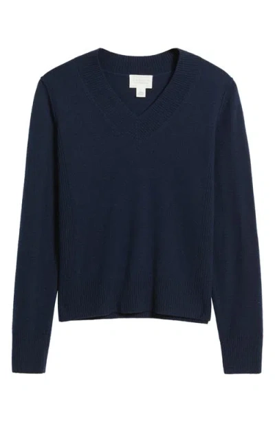 Caslonr Caslon(r) V-neck Wool & Cashmere Sweater In Blue