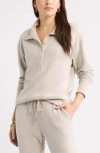 Caslonr Caslon(r) Waffle Button Front Sweatshirt In Tan Doeskin Heather