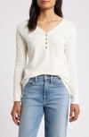 Caslonr Caslon(r) Waffle Knit Cotton Blend Henley Top In Ivory Pristine