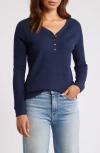 Caslonr Caslon(r) Waffle Knit Cotton Blend Henley Top In Navy Blazer