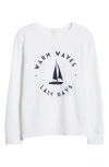 Caslonr Caslon(r) Warm Waves Lazy Days Embroidered Sweatshirt In White- Navy Blazer