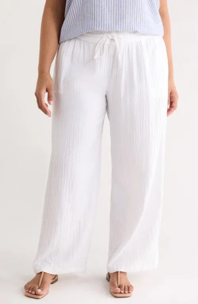 Caslonr Caslon(r) Wide Leg Cotton Gauze Pants In White