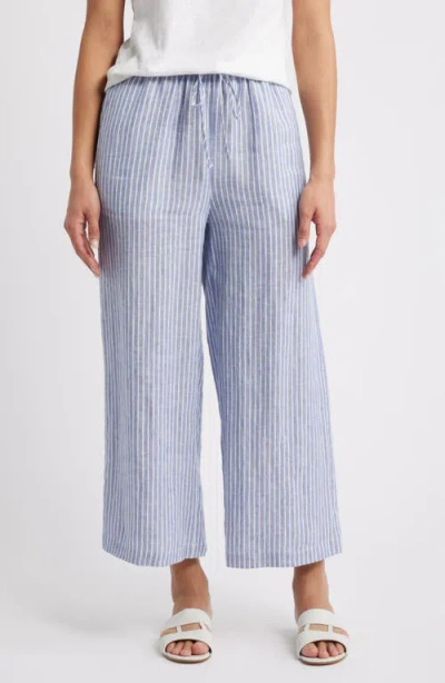 Caslonr Caslon(r) Wide Leg Crop Linen Pants In Blue