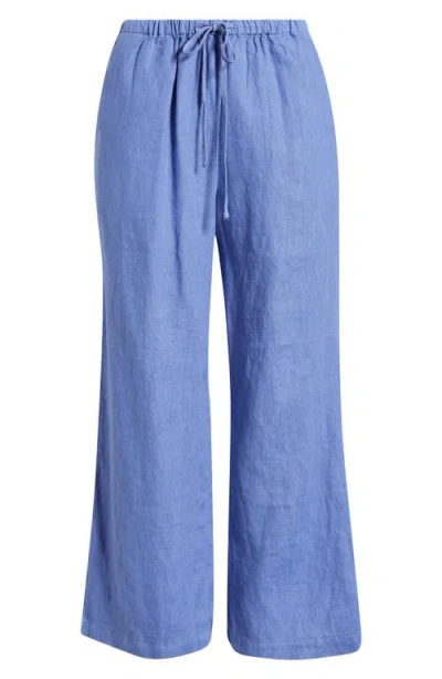 Caslonr Caslon(r) Wide Leg Crop Linen Pants In Blue