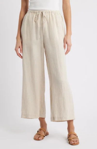 Caslonr Caslon(r) Wide Leg Crop Linen Pants In Neutral