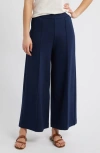 Caslonr Caslon(r) Wide Leg Crop Ponte Pants In Navy Blazer