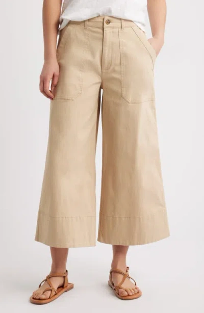 Caslonr Caslon(r) Wide Leg Crop Twill Pants In Tan Shore