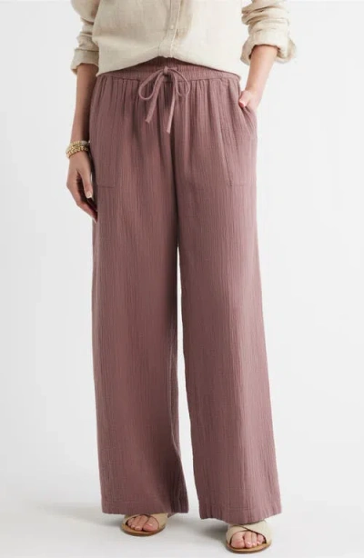 Caslonr Caslon(r) Wide Leg Gauze Pants In Purple