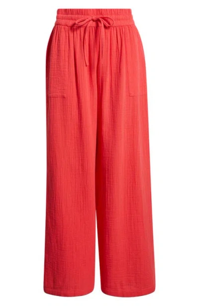 Caslonr Caslon(r) Wide Leg Gauze Pants In Red