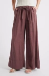 Caslonr Caslon(r) Wide Leg Linen Pants In Purple Taupe