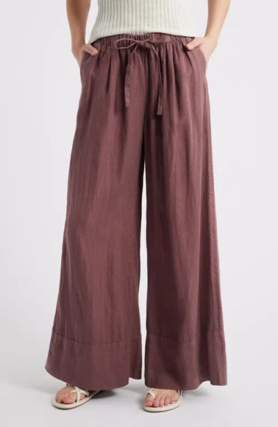 Caslonr Caslon(r) Wide Leg Linen Pants In Purple Taupe