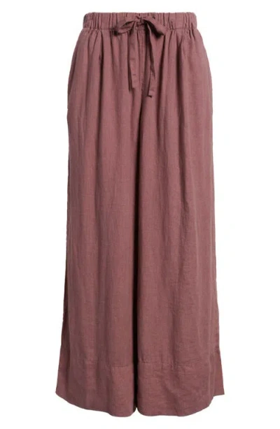 Caslonr Caslon(r) Wide Leg Linen Pants In Purple Taupe