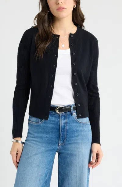 Caslonr Caslon(r) Wool & Cashmere Blend Cardigan In Black