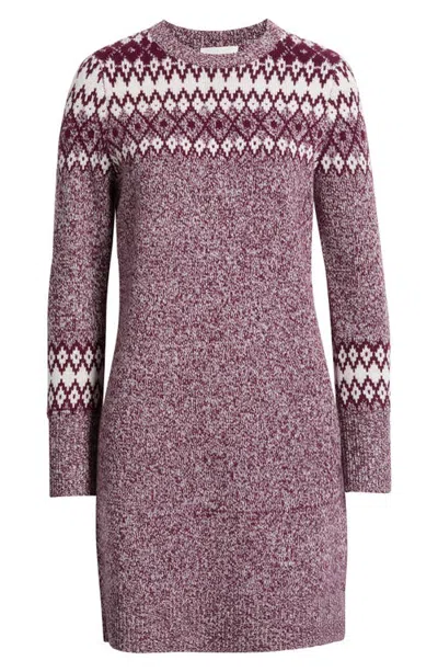 Caslonr Caslon(r) Wool & Cashmere Long Sleeve Fair Isle Sweater Dress In Purple