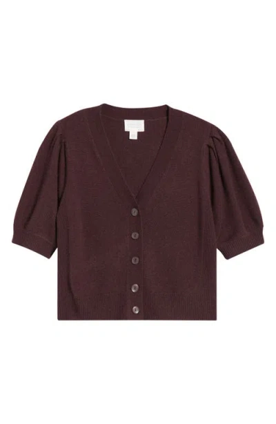 Caslonr Caslon(r) Wool & Cashmere Puff Sleeve Cardigan In Burgundy