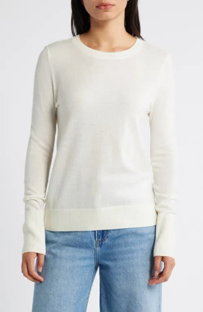 Caslonr Caslon(r) Merino Wool Blend Crewneck Sweater In Ivory Pristine