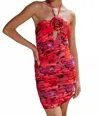 Cason Couture Sleeveless Mini Dress In The Fiore Pink/red Floral