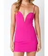 Cason Couture The Kaia Deep V Mini Dress In Fuchsia