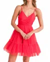Cason Couture The Martha Tulle Mini Dress In Red