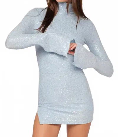Cason Couture The Milena Sequin Mini Dress In Light Blue In Grey