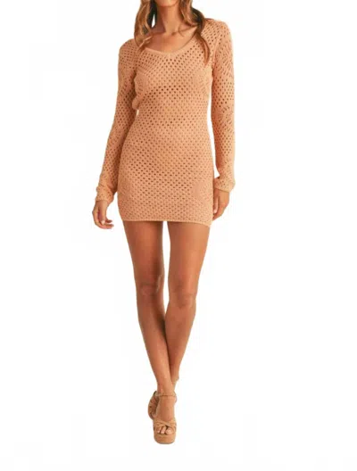 Cason Couture The Mirage Crochet Mini Dress In Nude