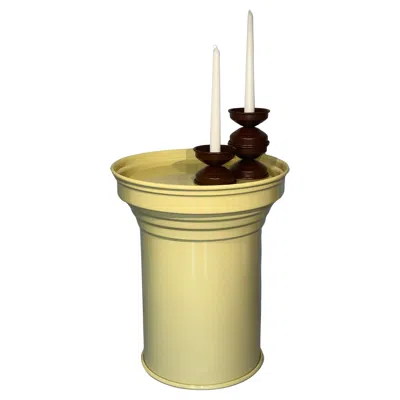Pre-owned Caspal Glossy Butter Aluminum Side Table By Federica Paoli, Minimalist Design In Sand