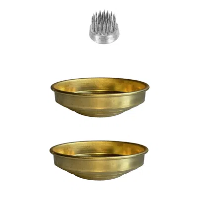 Caspal Gold Gift Set Brass Ikebana Vases - Italian Design Ikebana Bowls