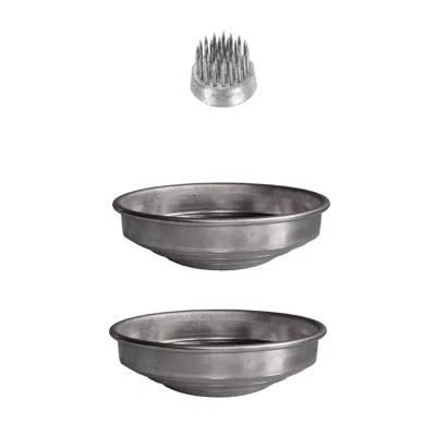 Caspal Grey Gift Set Ikebana Aluminium Vase - Italian Design Ikebana Bowl In Gray