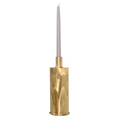 Pre-owned Caspal Italian Art Deco Brass Candle Holder Moiré , Contemporary Design, In Stock In Brown