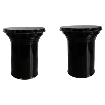 Pre-owned Caspal Pair Of Italian Art Deco Black Coffee Tables, Contemporary Design, In Stock