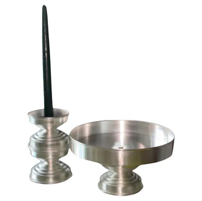 Pre-owned Caspal Set Of 15 Italian Silver Plated Brass Candlesticks By Federica Paoli