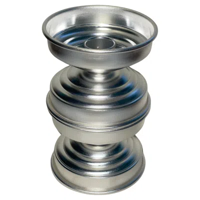 Pre-owned Caspal Set Of 2 Italian Silver Plated Brass Candlestick, Sculptural Contemporary Design