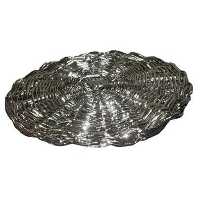 Pre-owned Caspal Set Of 6 Silver Wicker Placemats By Federica Paoli, Italian Design In Brown