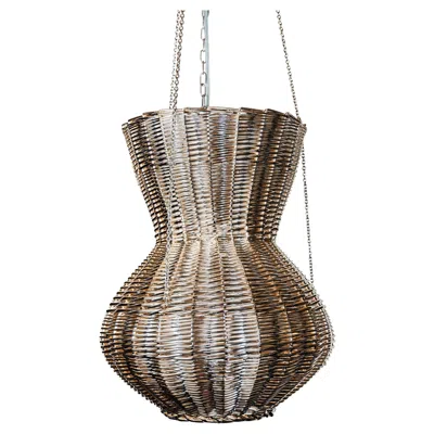 Pre-owned Caspal Woven Wicker Sculptural Chandelier By Léa Zeroil, Contemporary Design, In Stock In Brown