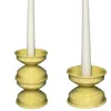 Caspal Yellow Large And Small Butter Glossy Candleholders Gift Set - Italian Design In Yellow