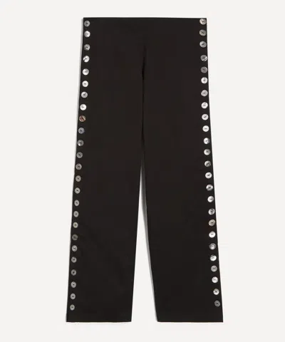 Caspar The Label Women's Black Pearly Trousers