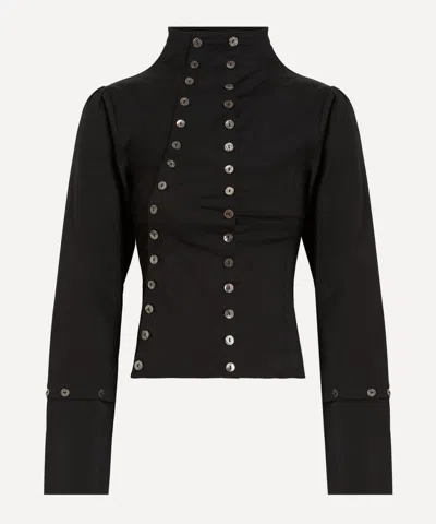 Caspar The Label Women's Black Poet Long-sleeve Shirt
